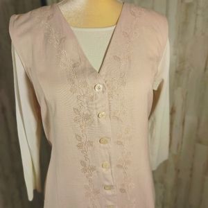 NWT Bryan Connelly cotton & linen light pink/blush sleeveless long dress sz L